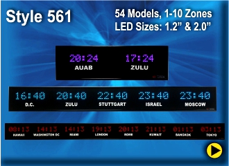 BRG Alpha Time Zone Clocks, World Clock, Zulu Clock